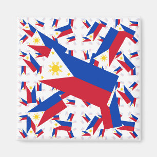 philippinische Flagge in mehreren farbenfrohen Ebe Magnet