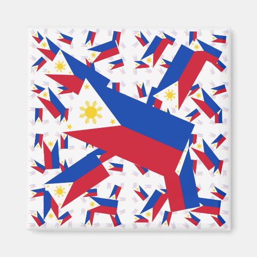 philippinische Flagge in mehreren farbenfrohen Ebe Magnet (Vorne)