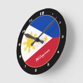 philippinische Flagge, moderne philippinische Zuha Runde Wanduhr (Winkel)