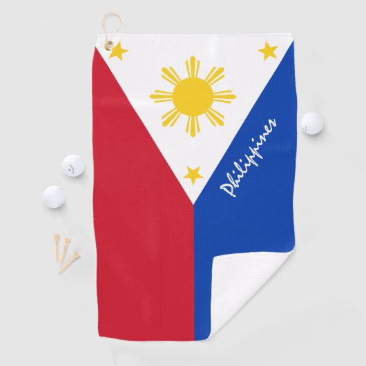 Philippinische Flagge & Philippinen - Golfurlaub / Golfhandtuch (Insitu)