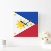 Philippinische Flagge Quadratische Wanduhr (Zuhause)