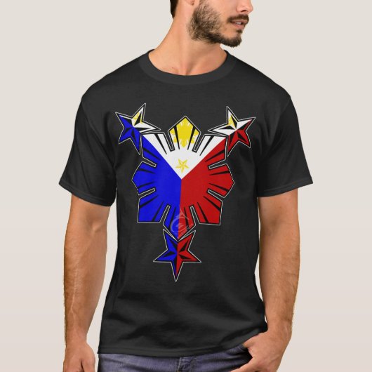 Philippinische Flagge Sun und Sterne T-Shirt (Vorderseite)