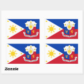 philippinische Flagge und Wappen, Flagge der Phili Rechteckiger Aufkleber (Blatt)