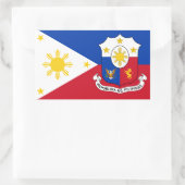 philippinische Flagge und Wappen, Flagge der Phili Rechteckiger Aufkleber (Tasche)