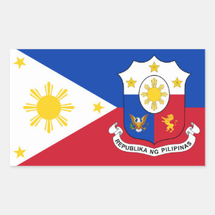 philippinische Flagge und Wappen, Flagge der Phili Rechteckiger Aufkleber