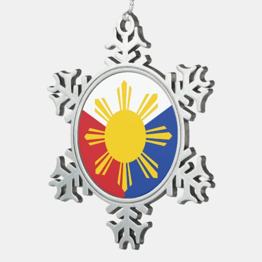 Philippinische Flaggenelemente Schneeflocken Zinn-Ornament (Rechts)