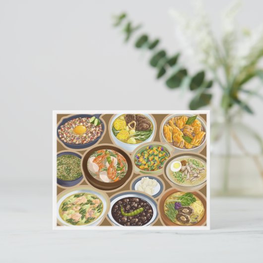 Philippinische Geschirr / Pinoy Food Ulam Postkarte (Stehend Vorderseite)