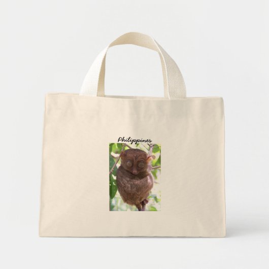 Philippinische Tarsier-Tasche Mini Stoffbeutel (Vorne)