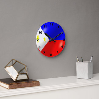 philippinisches Flaggendesign Runde Wanduhr