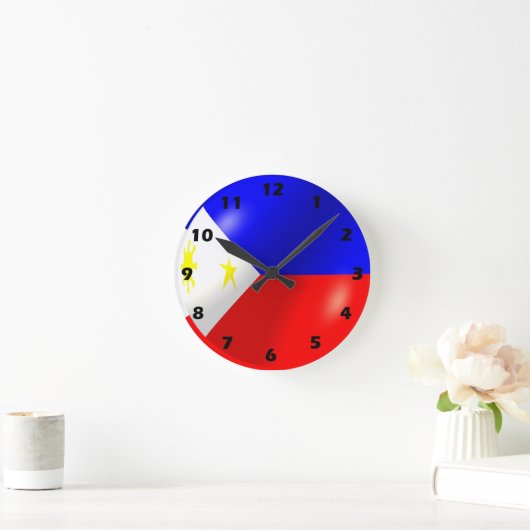 philippinisches Flaggendesign Runde Wanduhr (Zuhause)