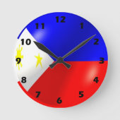 philippinisches Flaggendesign Runde Wanduhr (Vorderseite)