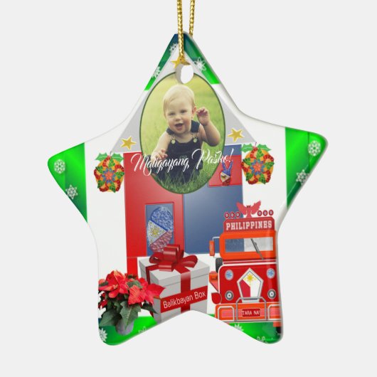 Philippinisches Plädoyer, Flagge, Balikbayan Keramik Ornament (Links)