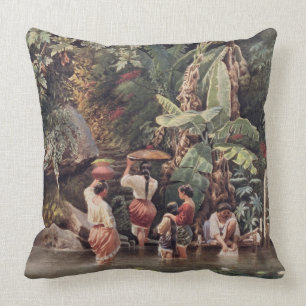 Philippino Frauen, die unter einem Bananen-Baum, Kissen