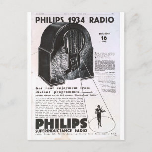 Philips 1934 Radio Retro antike Werbung Postkarte