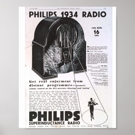 Philips 1934 Radio-Retro-Werbung Poster (Vorne)