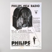 Philips Radio 1934 Werbung antikes Retro Poster (Vorne)