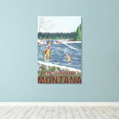 Philipsburg, MontanaFly Fisherman Leinwanddruck (Insitu (Holzboden))