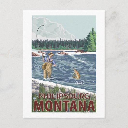 Philipsburg, MontanaFly Fisherman Postkarte (Vorderseite)
