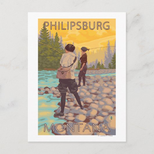 Philipsburg, MontanaWomen Fly Fishing Postkarte (Vorderseite)
