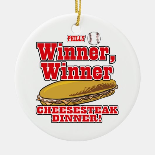 Phillip Baseball Gewinner Cheesesteak Abendessen Keramikornament (Vorne)