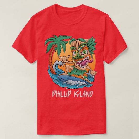 Phillip Island Australia Palm Tree Surfing Beach V T-Shirt (Design vorne)