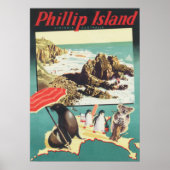 Phillip Island, Australien Vintage Travel Poster (Vorne)