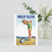 Phillip Island Victoria Australia Vintage Poster Postkarte (Stehend Vorderseite)