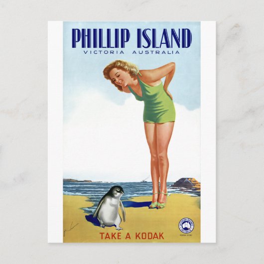 Phillip Island Victoria Australia Vintage Poster Postkarte (Vorderseite)