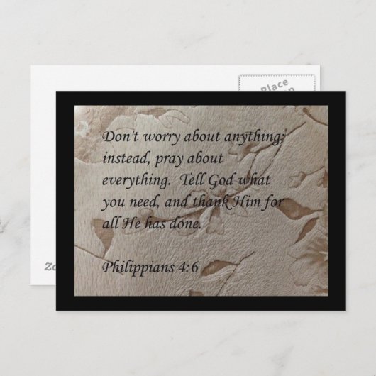 Phillipianer 4:6-Schriftstellenkarte Postkarte (Vorne/Hinten)