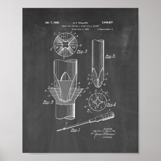 Phillips Head Screwdriver Patent - Chalkboard Poster (Vorne)