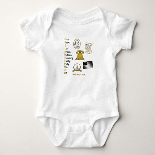 Philly Acronym Tourist Baby Bodysuit Strampler (Vorderseite)
