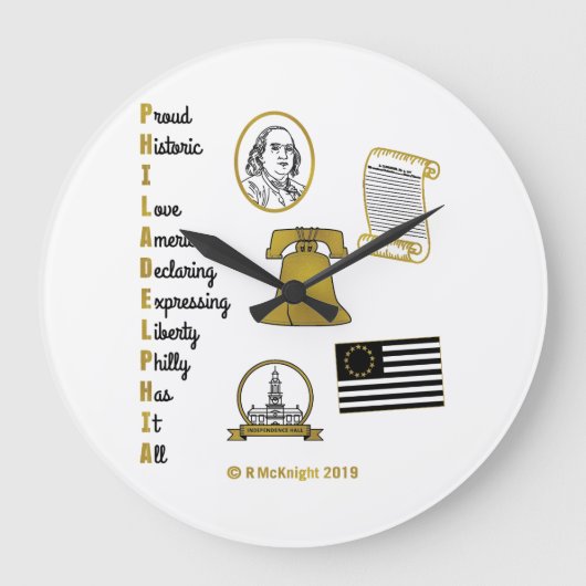 Philly Akronym Wall Clock Große Wanduhr (Vorderseite)
