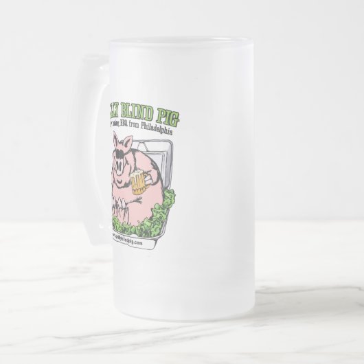 Philly blinde Schwein GRILLEN Mattglas Bierglas (Vorderseite Links)
