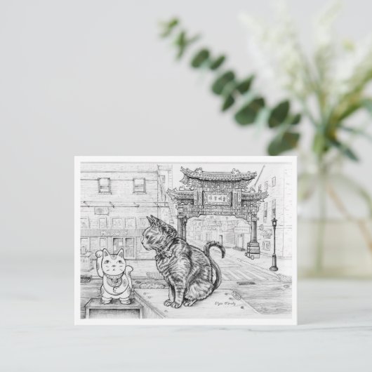 Philly Cat in Chinatown Postkarte (Stehend Vorderseite)
