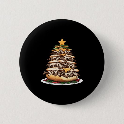 Philly Cheesesteak Christmas Tree  Button (Vorderseite)