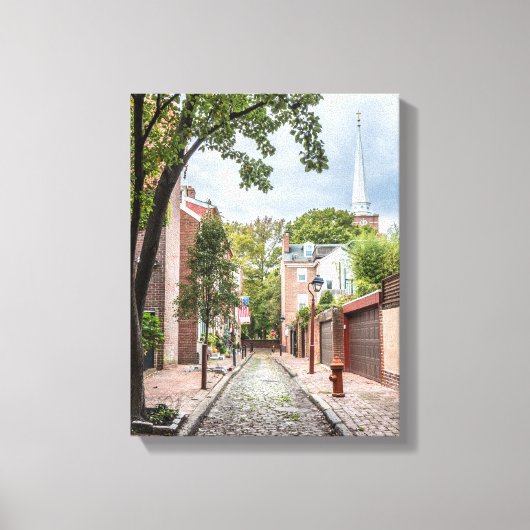 Philly Church and Cobblestone Alley Small Leinwanddruck (Vorderseite)