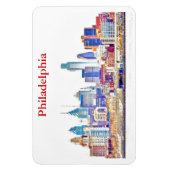Philly Color Sketch Skyline Premium Magnet (Vertikal)