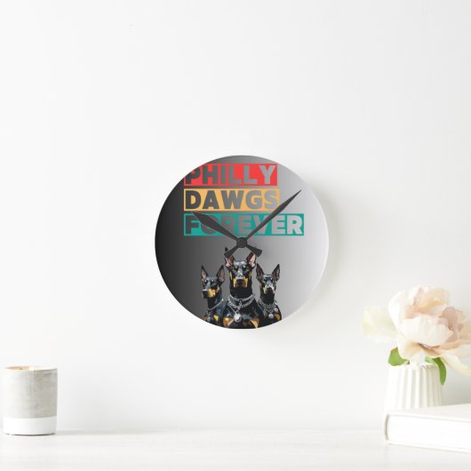 Philly Dawgs Forever Wall Clock – Philly Pride Runde Wanduhr (Zuhause)