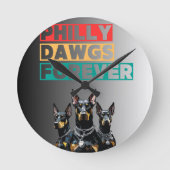 Philly Dawgs Forever Wall Clock – Philly Pride Runde Wanduhr (Vorderseite)