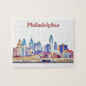 Philly Farbskizze-Skyline-Puzzlespiel Puzzle (Horizontal)