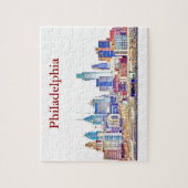 Philly Farbskizze-Skyline-Puzzlespiel Puzzle (Vertikal)