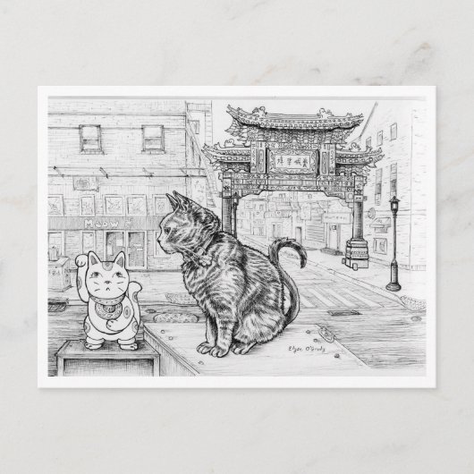 Philly-Katze in Chinatown Postkarte (Vorderseite)