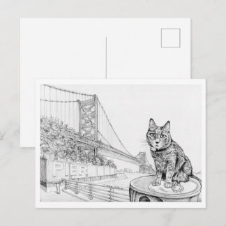 Philly-Katze nahe der Ben-Franklin-Brücke Postkarte