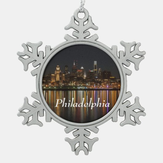 Philly night schneeflocken Zinn-Ornament (Vorderseite)