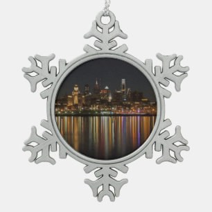 Philly night schneeflocken Zinn-Ornament