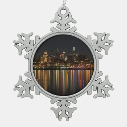 Philly night schneeflocken Zinn-Ornament (Vorderseite)