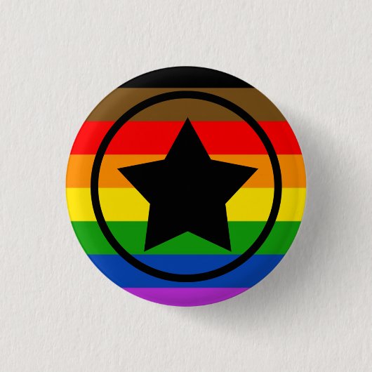 Philly Pride Flag mit einem Star in einem Circle Button (Vorderseite)