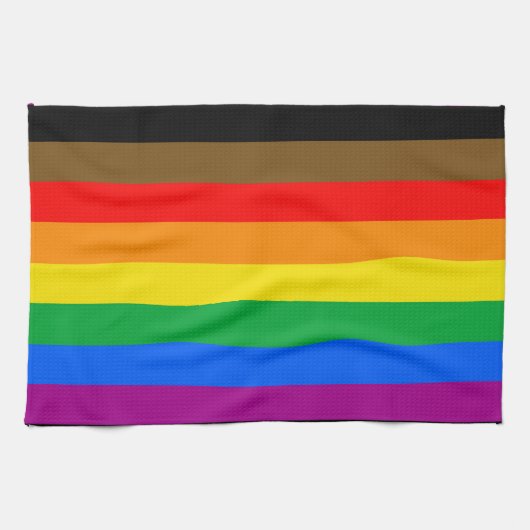 Philly Rainbow Pride Flag Geschirrtuch (Horizontal)