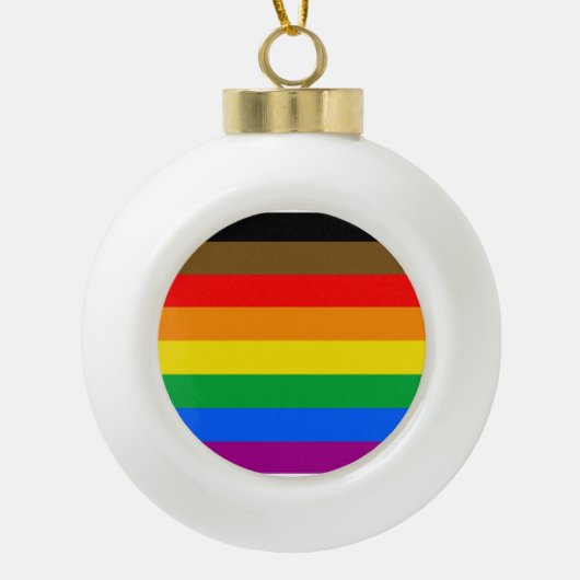 Philly Rainbow Pride Flag Keramik Kugel-Ornament (Vorderseite)