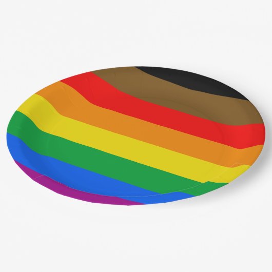 Philly Rainbow Pride Flag Pappteller (Schrägansicht)